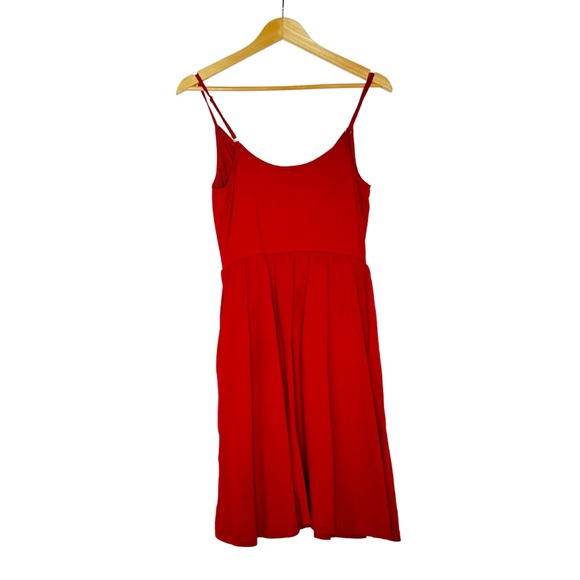 Red V-Neck Fit and Flare Mini Dress | M | Styleword Summer Dress - Picture 3 of 8
